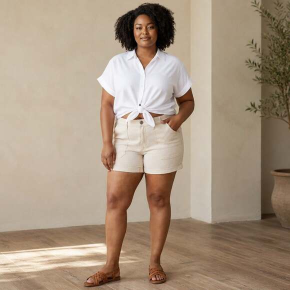 Torrid Pants - Torrid 5 Inch perfect mid rise vintage stretch Jean Shorts natural size 20